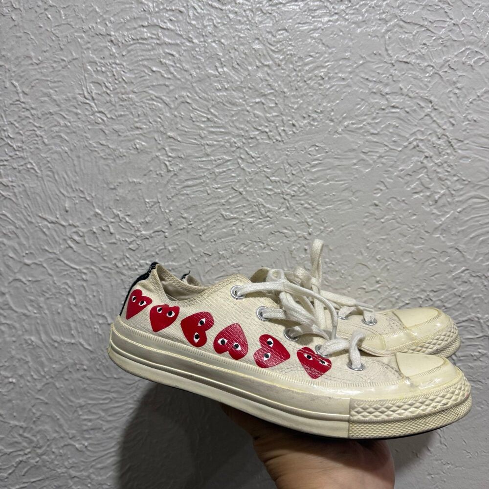 Converse Comme des GARCONS PLAY hidden heart low top sneaker size 6 see yellowin - Picture 3 of 8